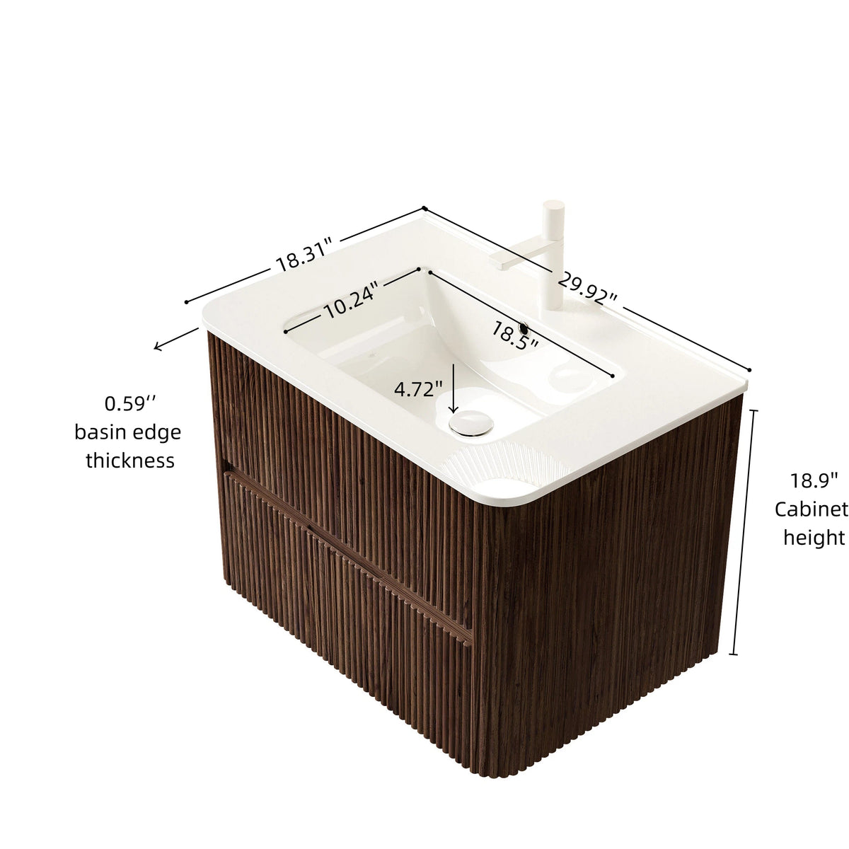 Noor 30" Bathroom Vanity with Sink - Walnut Stripe