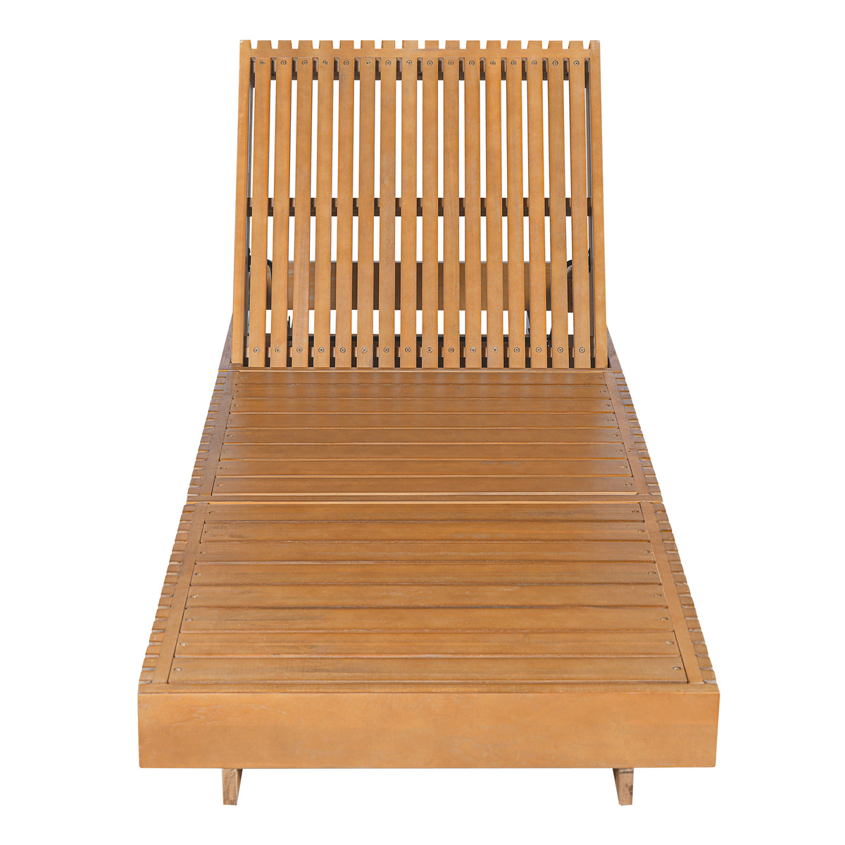 Lounge Chaise Set - Acacia Solid Wood, Single Lounger with Charcoal Cushion