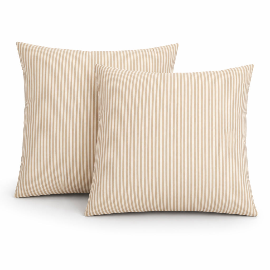 4 Pack Outdoor Pillow Covers - Beige Cabana Striped