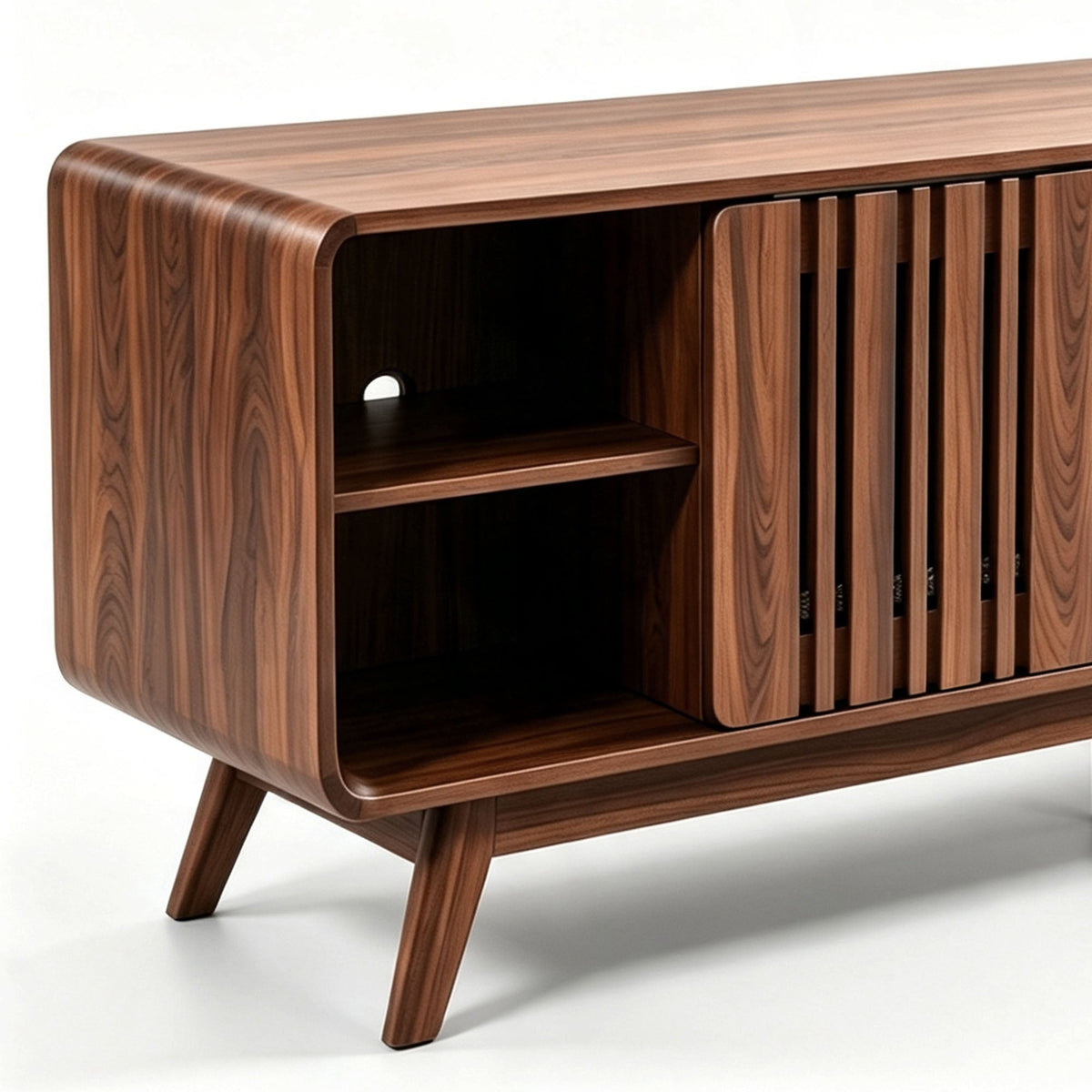 78 Inch Mid-Century Modern Electric Fireplace TV Stand