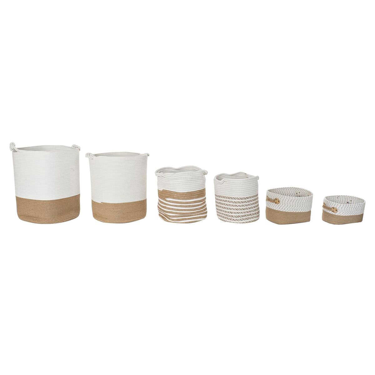 Basket set DKD Home Decor White Cotton Jute (45 x 45 x 54 cm) (6