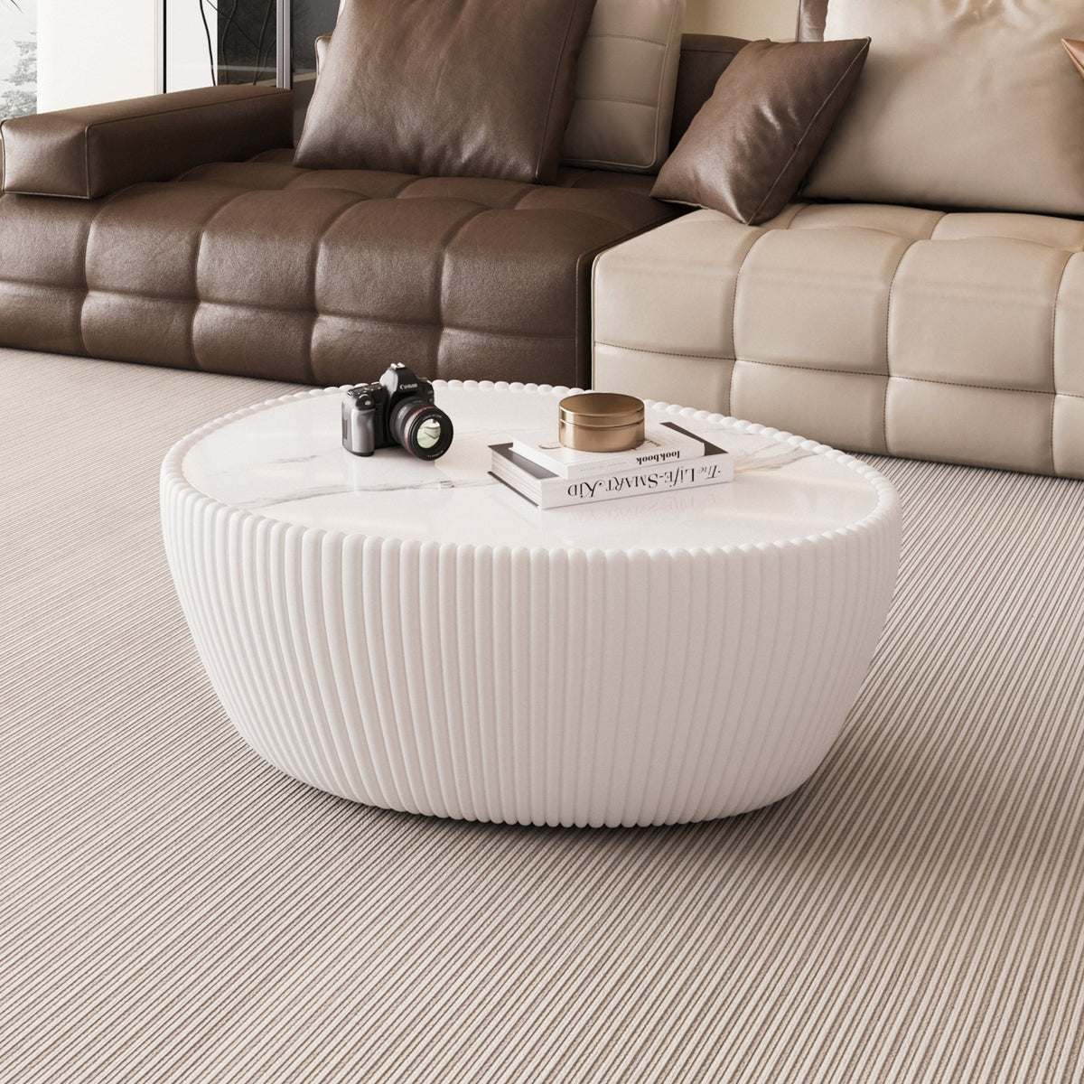 Goose Egg Shaped Coffee Table with Sintered Stone Top