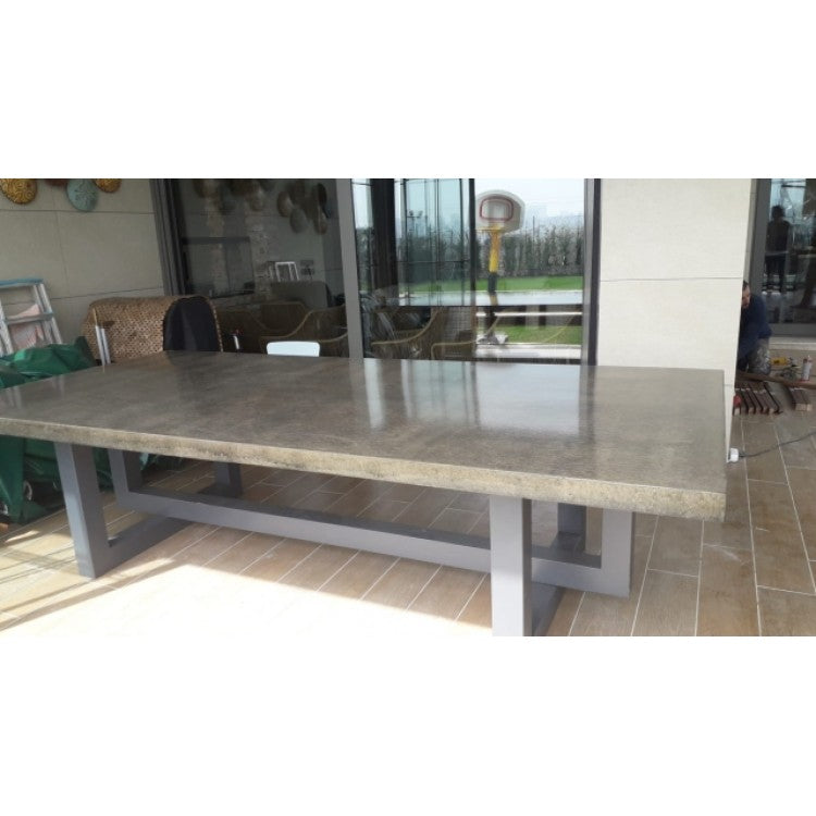 Lightweight Concrete Rectangular Dining Table Modern Industrial 35.5 x 71 inches