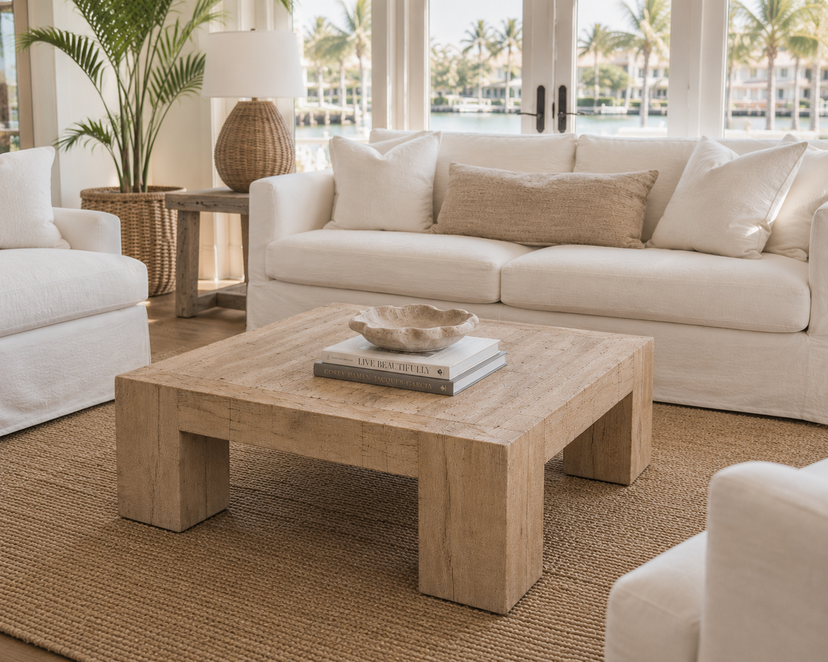 Recycled Bleach Teak Coffee Table 31" Square — view 3