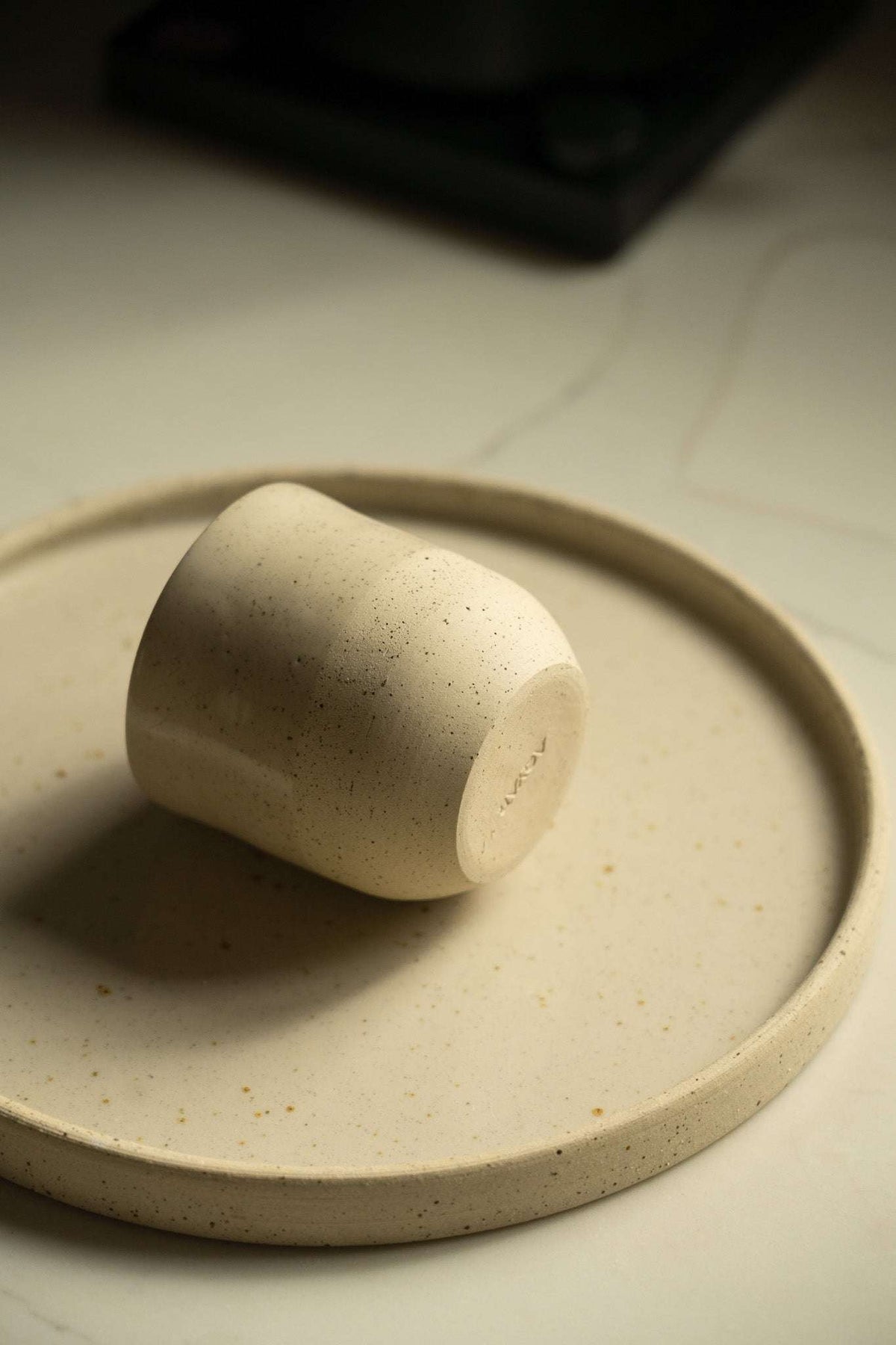 Handmade Small Coffee Cup – Rustic White Speckled Stoneware