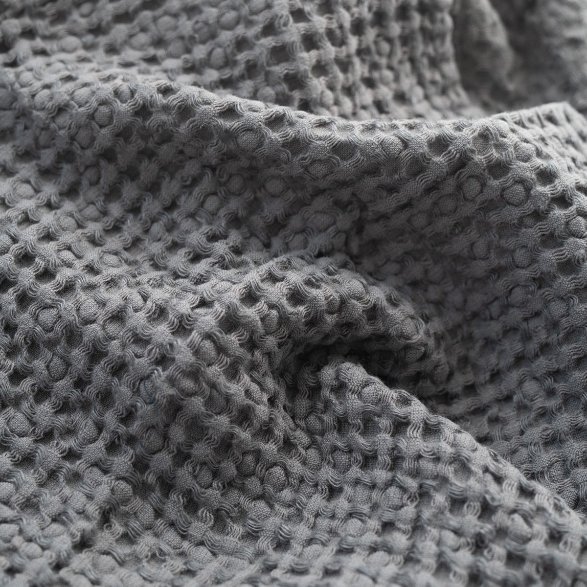 Dark Grey Linen & Cotton Honeycomb Waffle Towel Set — view 8