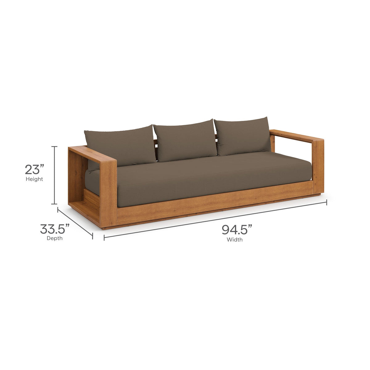 Tahoe Outdoor Patio Acacia Wood Ottoman by Modway - 94.5" Wide