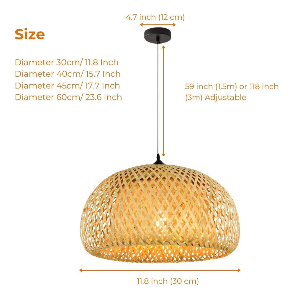 Natural Woven Bamboo Ceiling Lamp - Handmade Pendant Light
