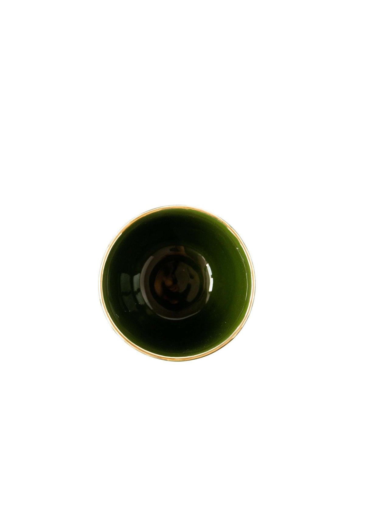 Handmade Porcelain Coffee Cup with Gold Rim. Green