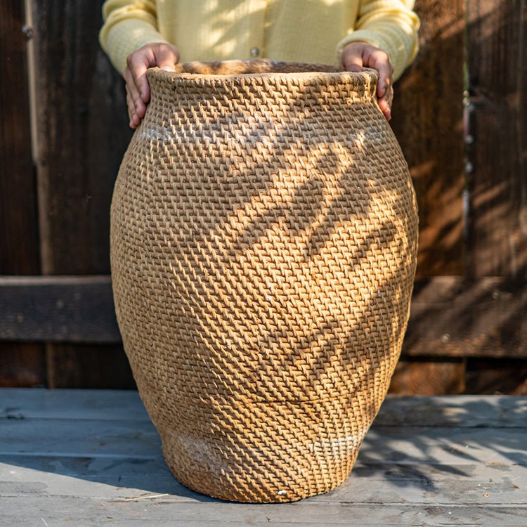 Large Basket Cement Pot Backyard Planter — view 9