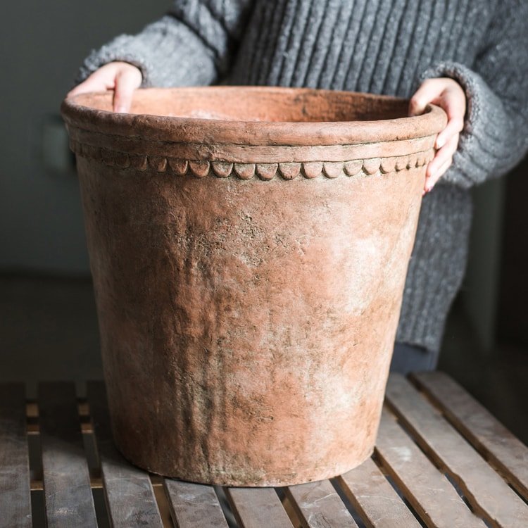 Large Terracotta Red Concrete Planter Pot — view 11