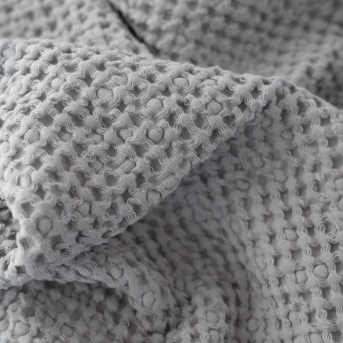 Light Grey Linen & Cotton Honeycomb Waffle Towel Set — view 8