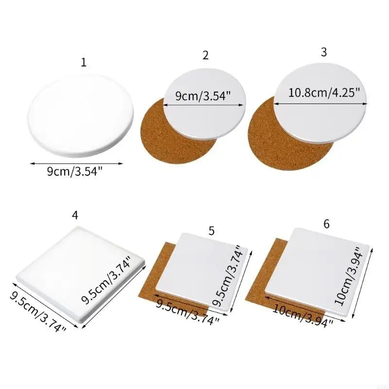 Sublimation Car Cup Round Square Blank With Corks Ceramic Stone for