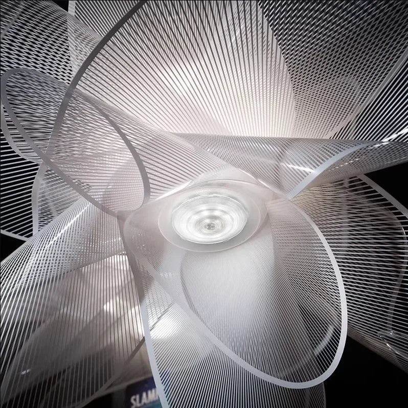 Abstract white PVC lines spiral pattern