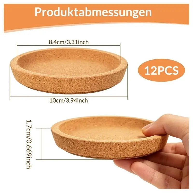 AAAF Reusable Round Cork Coasters(10 Cm) 12-Pack-Extra-Thick With