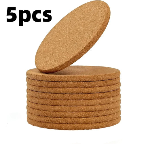 yes20pcs Cork Coaster Self-adhesive Cork Coaster Natural Round Wooden