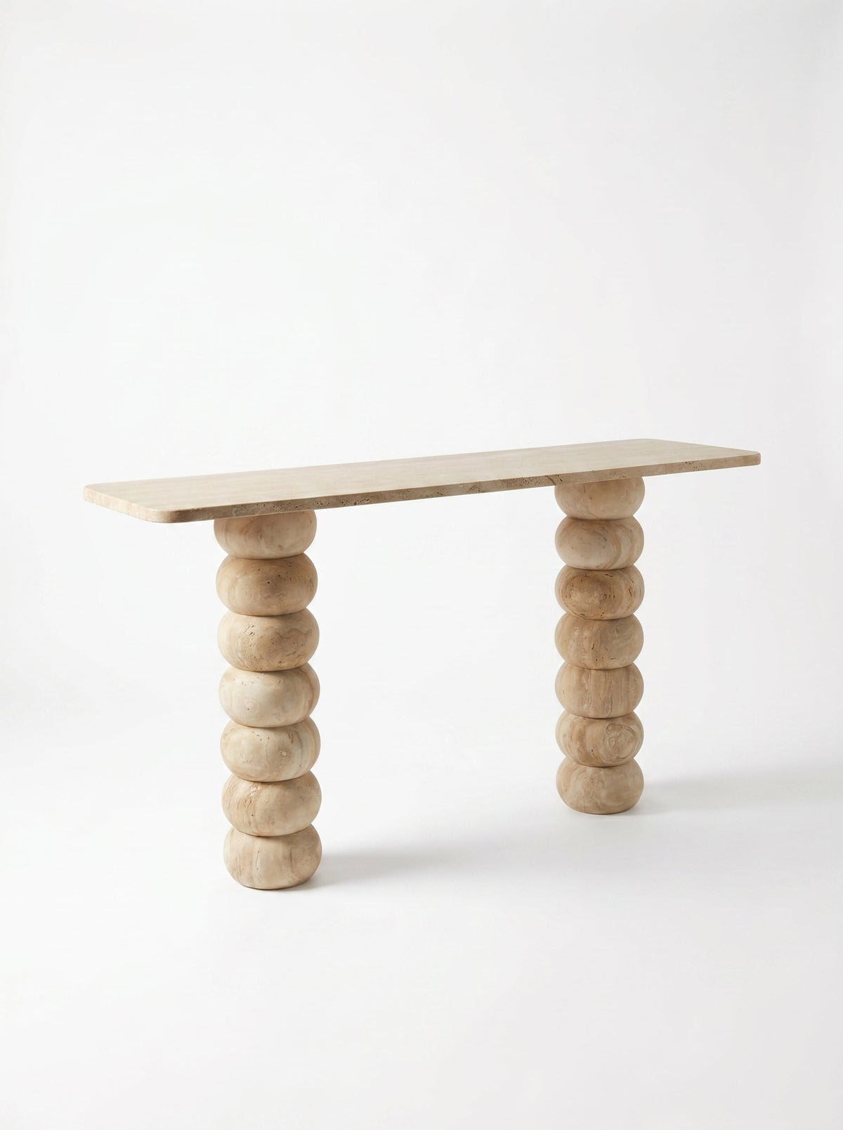 Light Travertine Natural Stone Designer Console Table - Premium Handcrafted Honed Finish — view 5