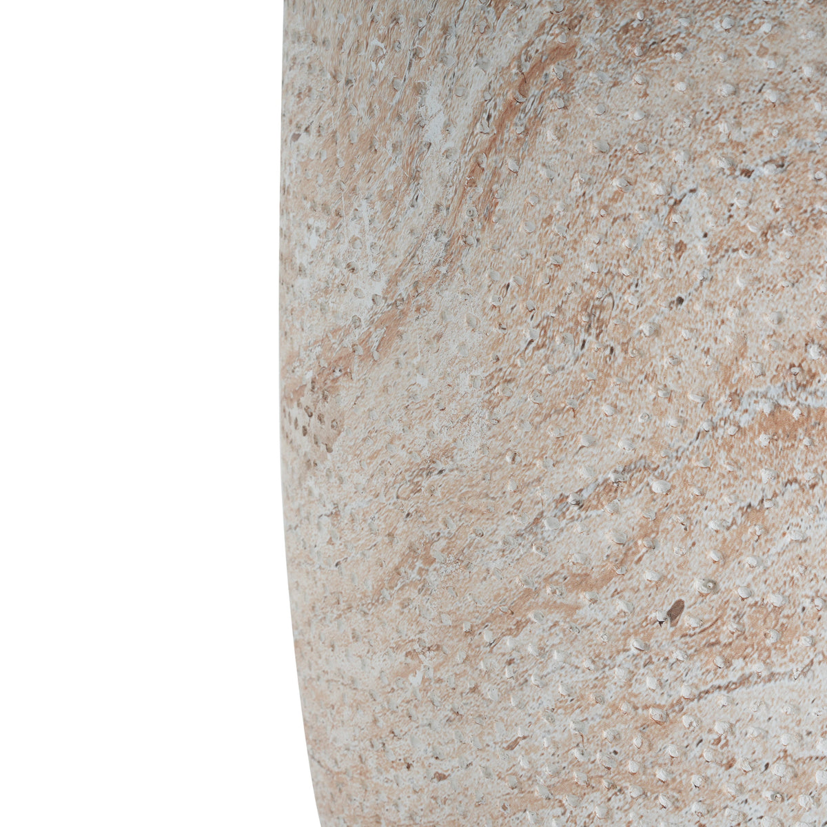 Outdoor/Indoor Lightweight Concrete Side Table - Travertine Tapered Barrel