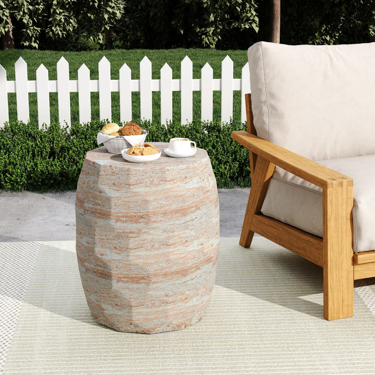 Travertine Concrete Side Table Lightweight