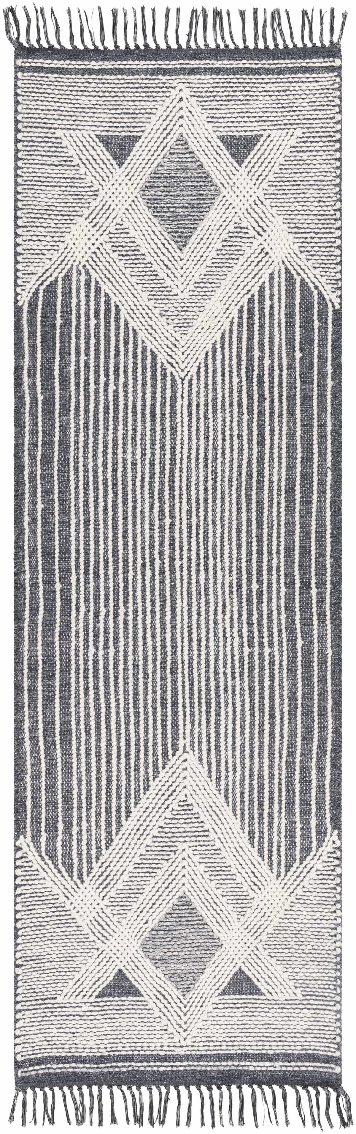 Aldbourne Gray Tassel Flatweave Wool Rug