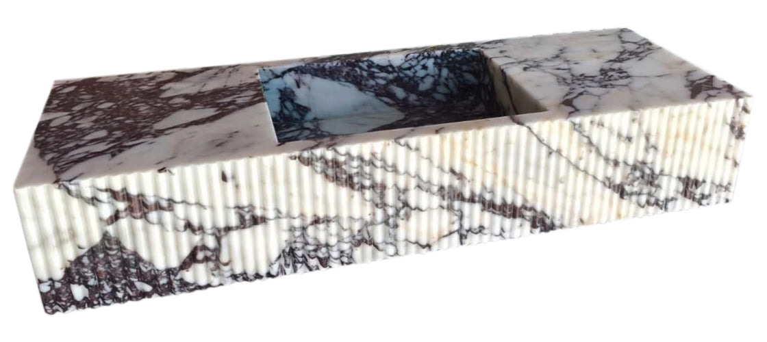 Calacatta Viola Marble Wall-Mount Vanity Sink 20x56 - Polished Fluted