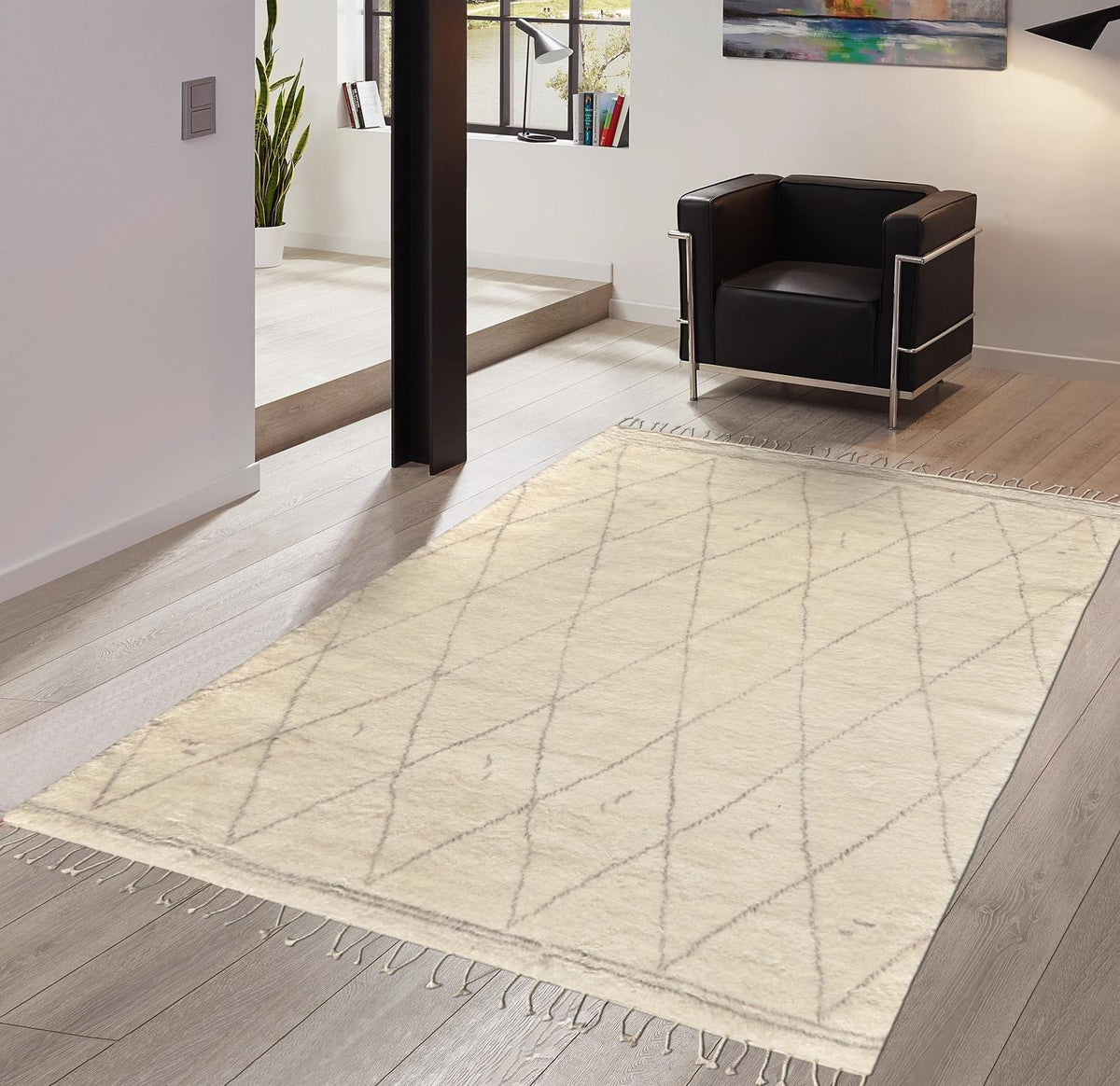 Canvello Casablanca Moroccan Hand-Knotted Silk & Wool Area Rug- 9' X 12'