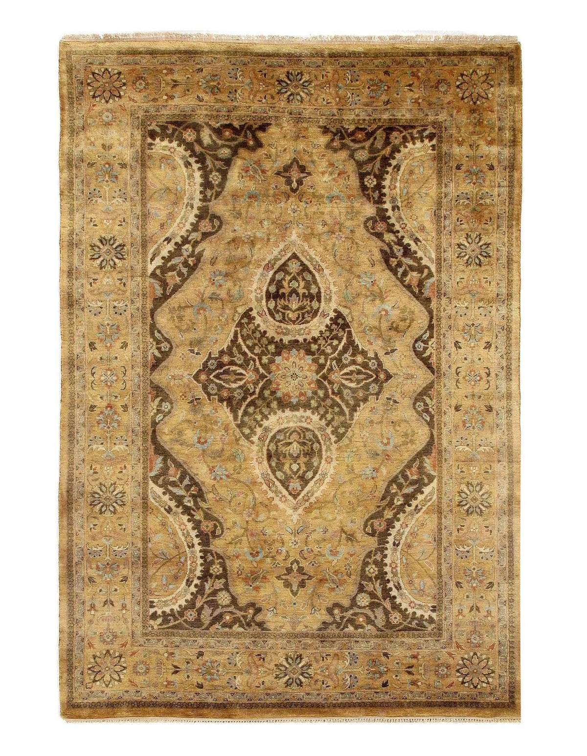 Canvello Ivory Tabriz Design Rug - 6' X 9'