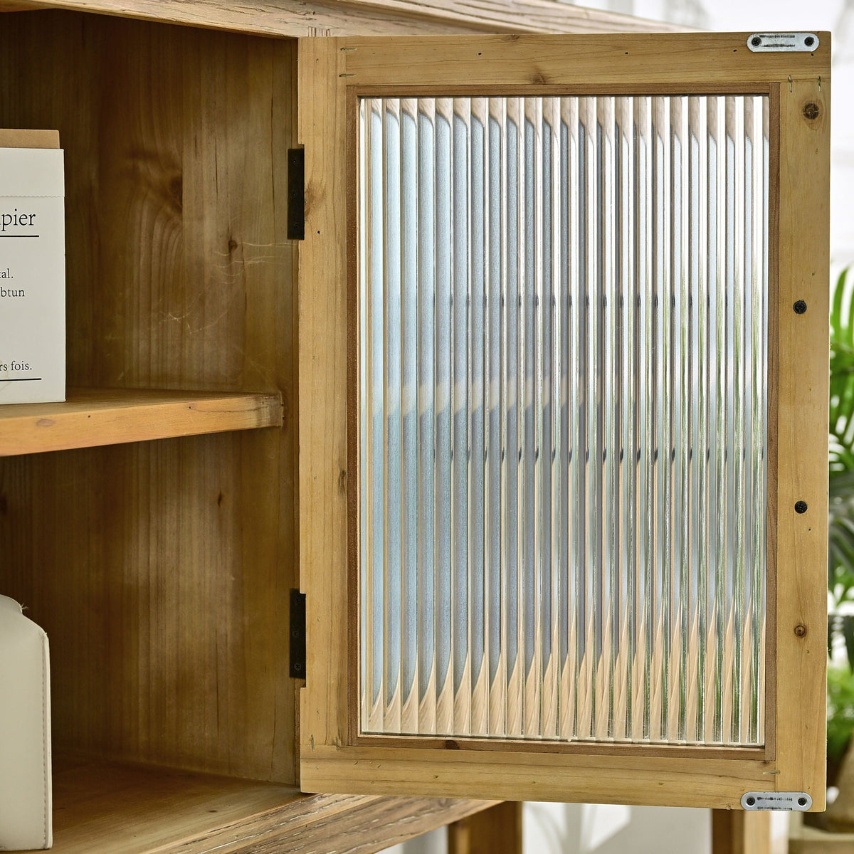 Rectangle Accent Sideboard Cabinet With Storage Shelf, Cabinet For Kitchen - Natural Wood
