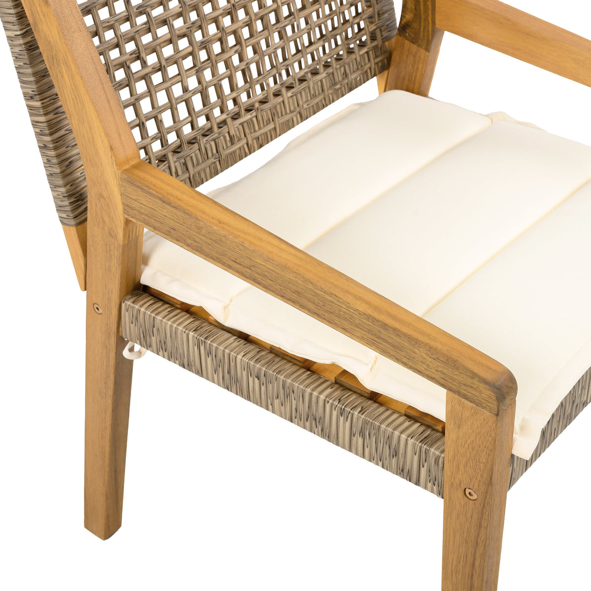 Acacia Wood and Wicker Dining Chair Set