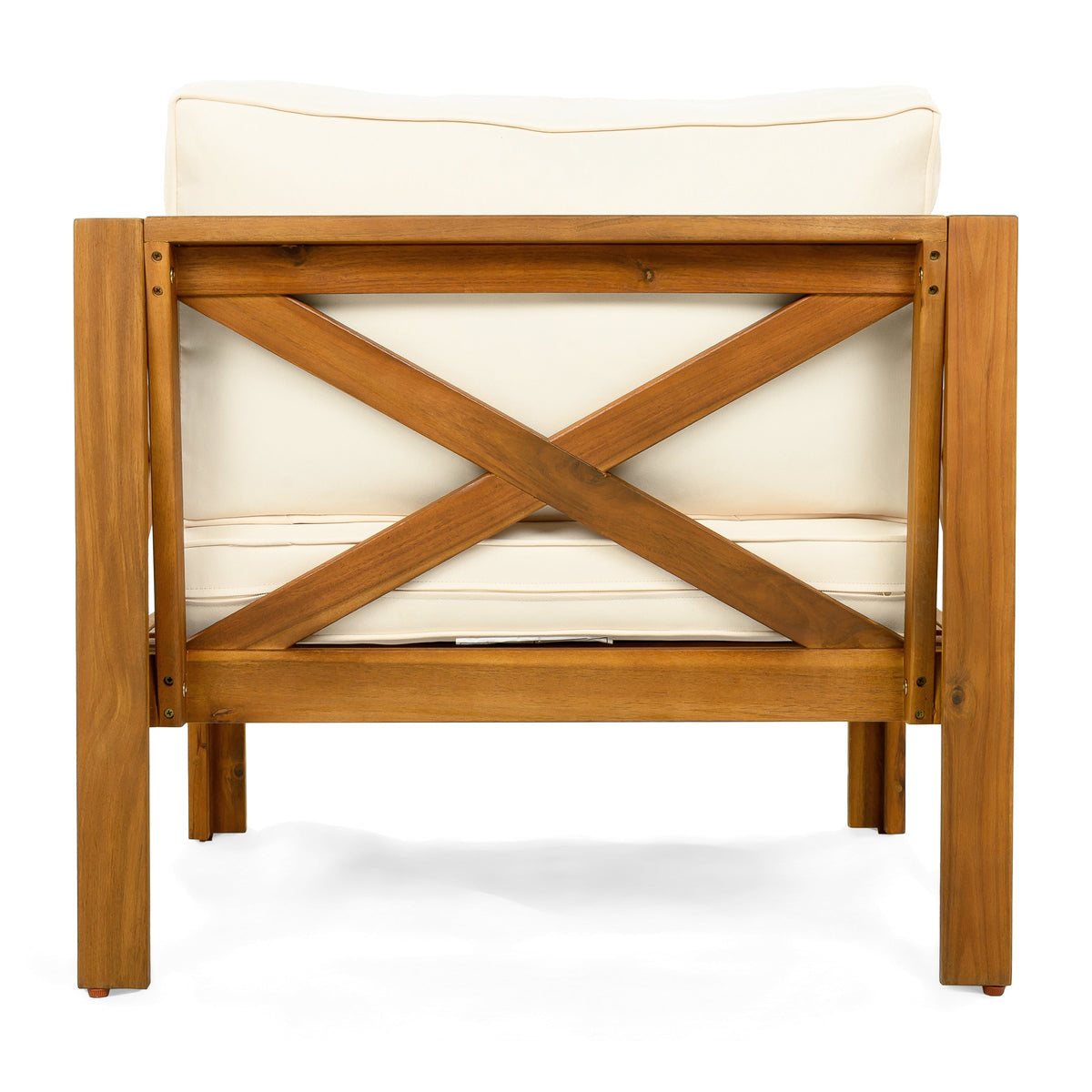 Outdoor Acacia Wood Club Armchair with Cream Cushions (Set of 4)