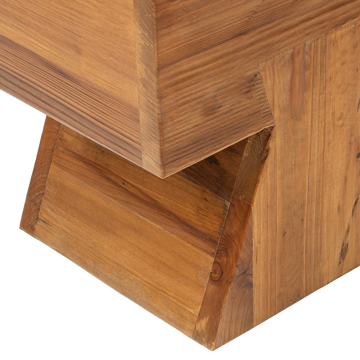 Nico Reclaimed Wood Sculptural Stool Ottoman - Honey Aged