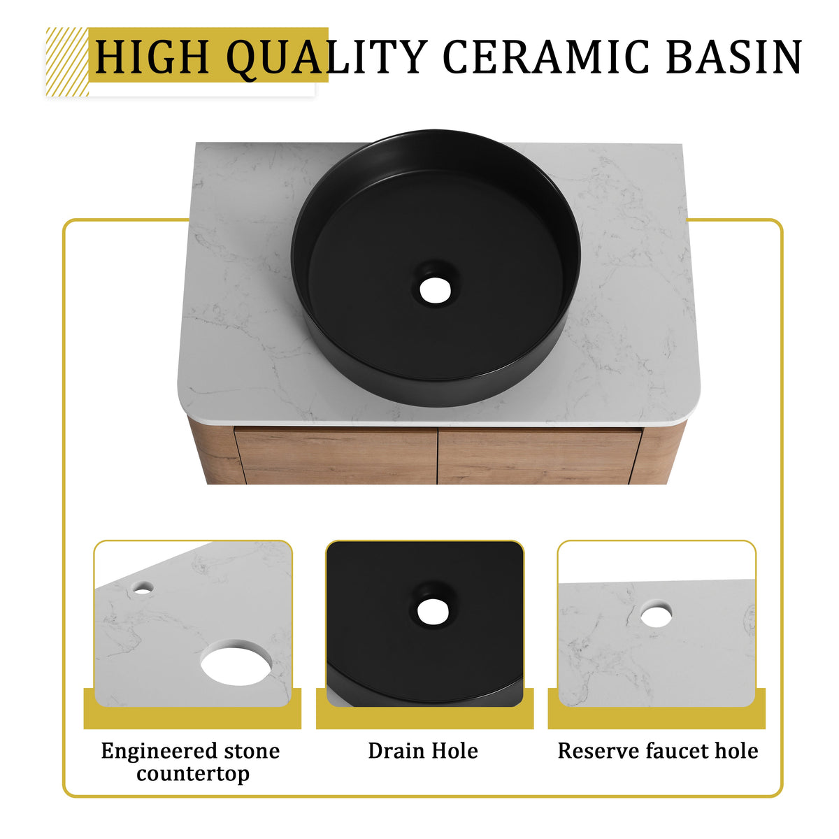 72'' Wall-Mounted Bathroom Vanity - Ceramic Art Sink
