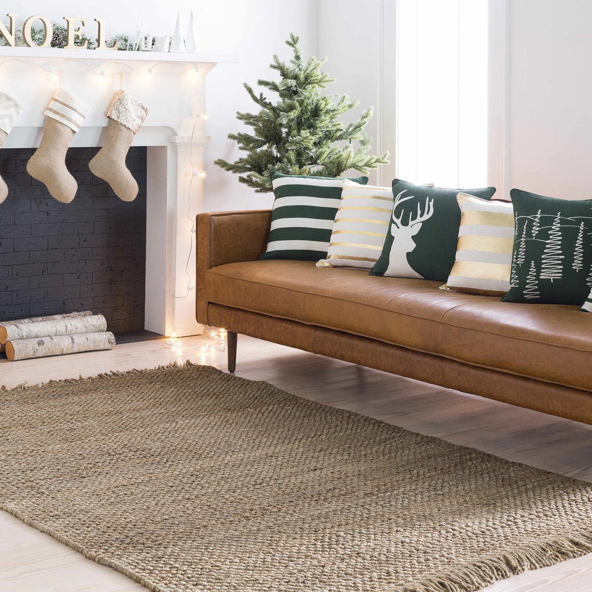 Hovland Hand Woven Natural Jute Rag Rug
