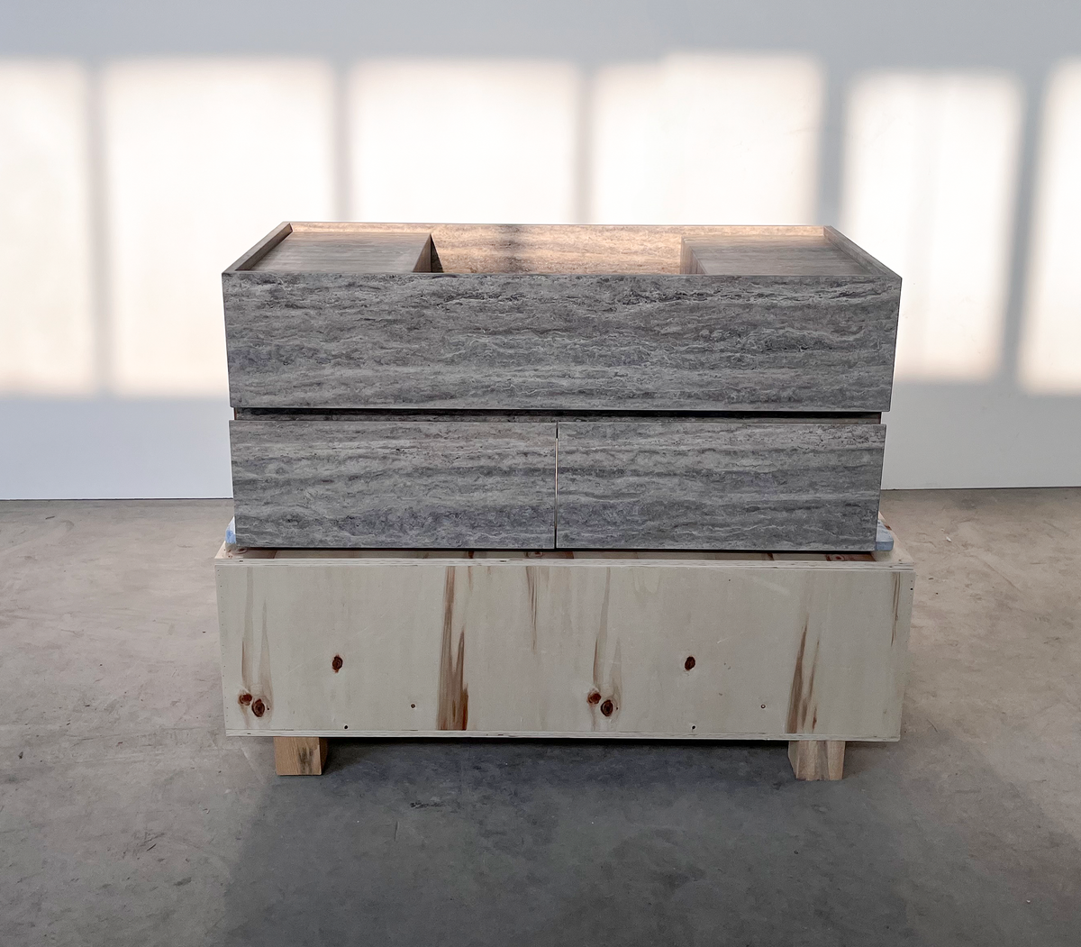 Silver Travertine Handcrafted Vanity Sink - Luxury Artisan Design