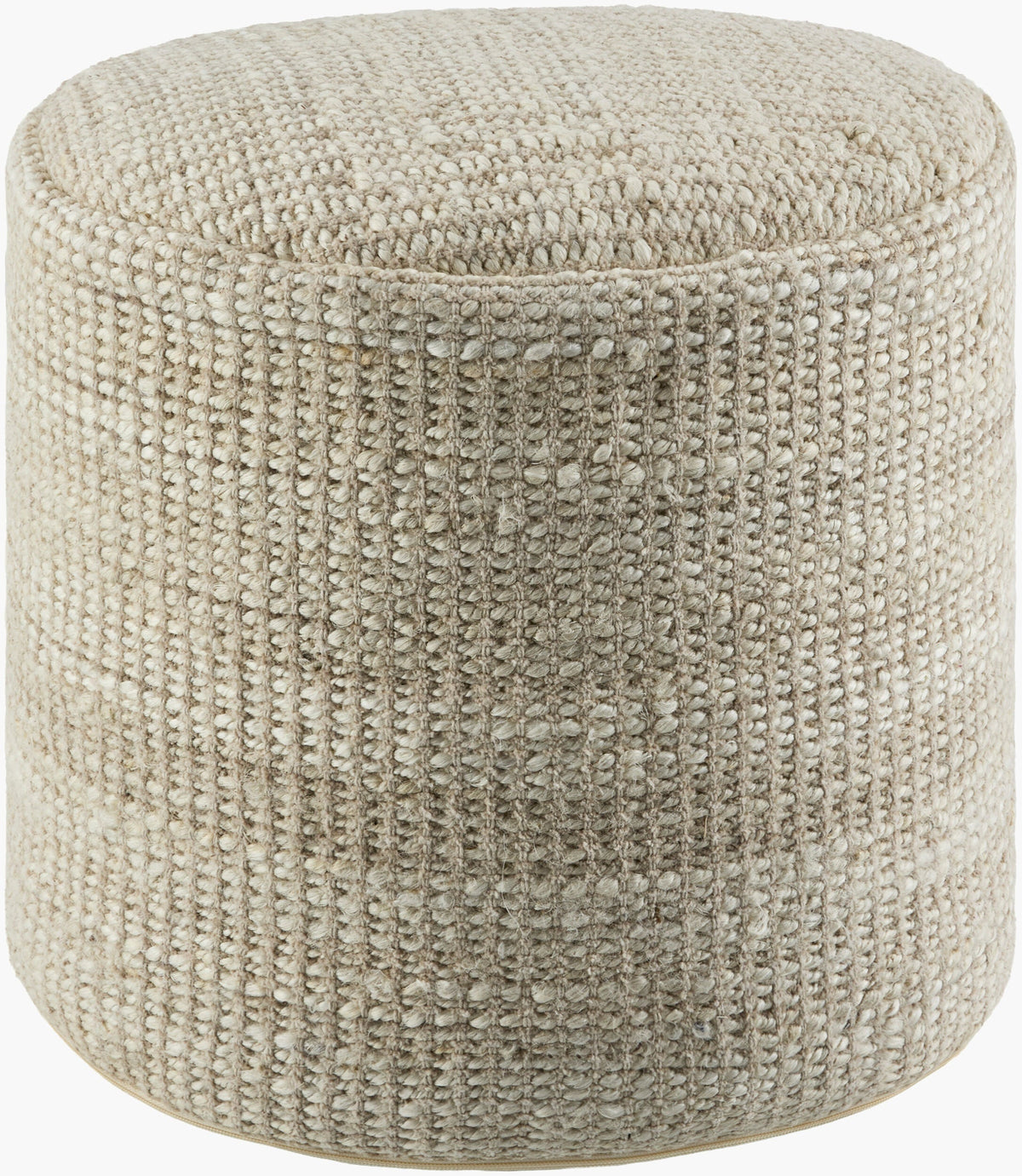 Soft Dark Gray Traditional Pouf with cotton details for casual extra seating or footrest