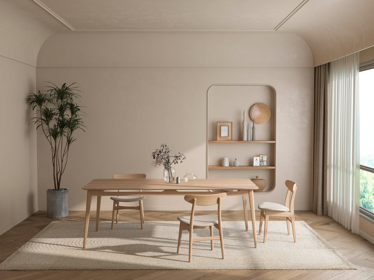 Isabella Mid Century Dining chair - Solid Oak Wood and Fabric seat