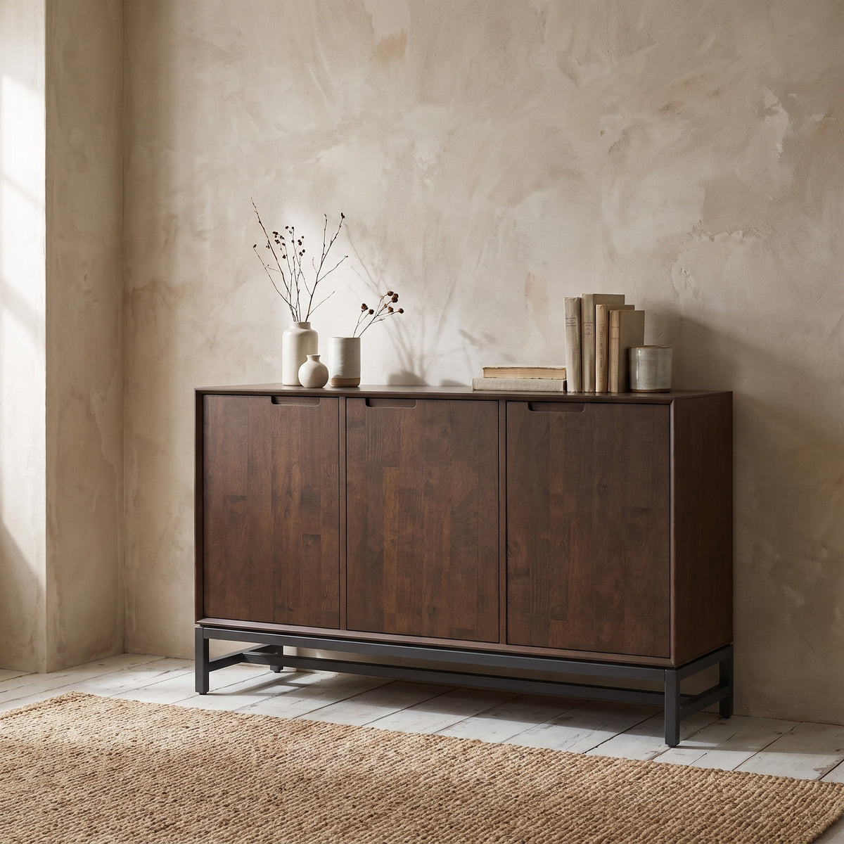 Banting 58 Inch Wide Solid Wood 3 Door Sideboard Buffet