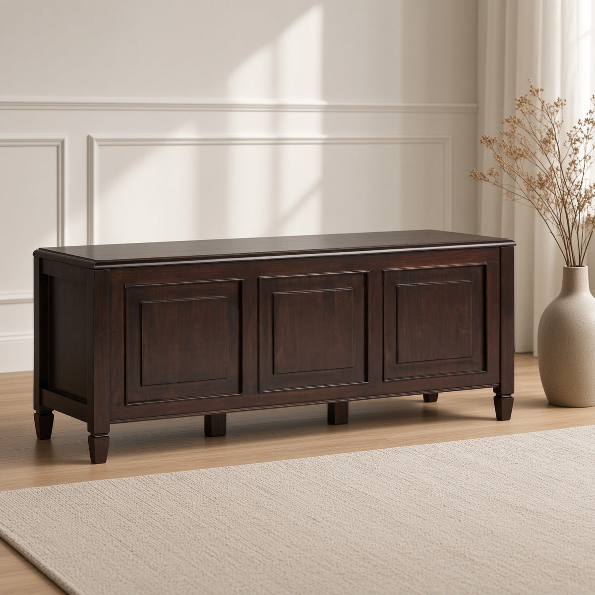 Connaught 51 Inch Wide Solid Wood Storage Bench Trunk