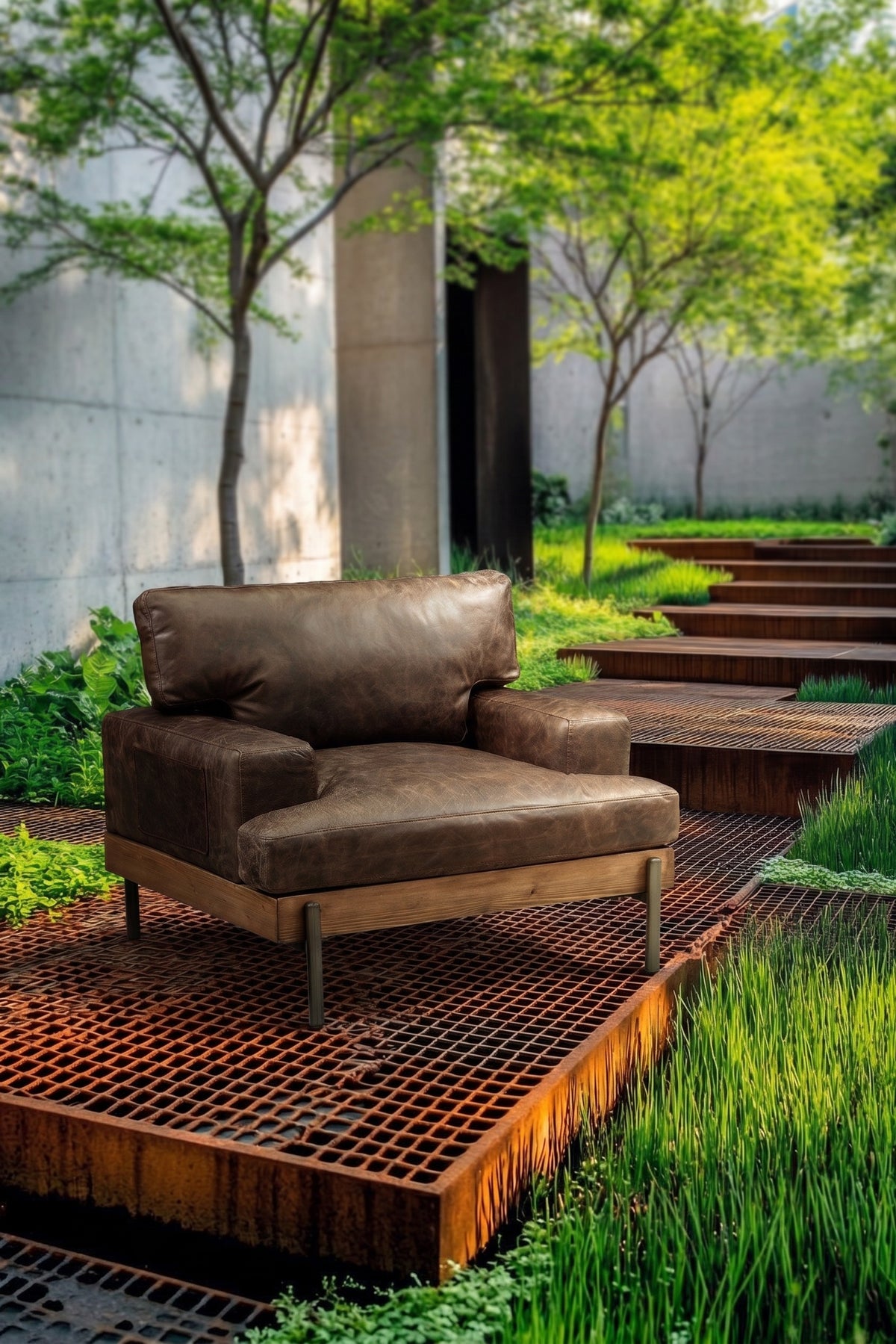 Distressed Chocolate Brown High Grade Leather Chair