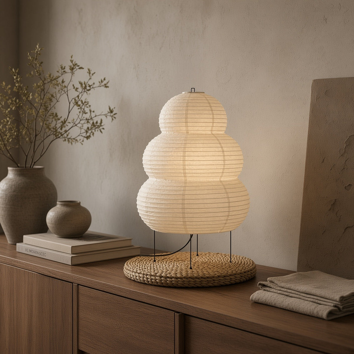 Handcrafted Natural Bamboo Mushroom Table Lamp | Slatted Woven Desk Light