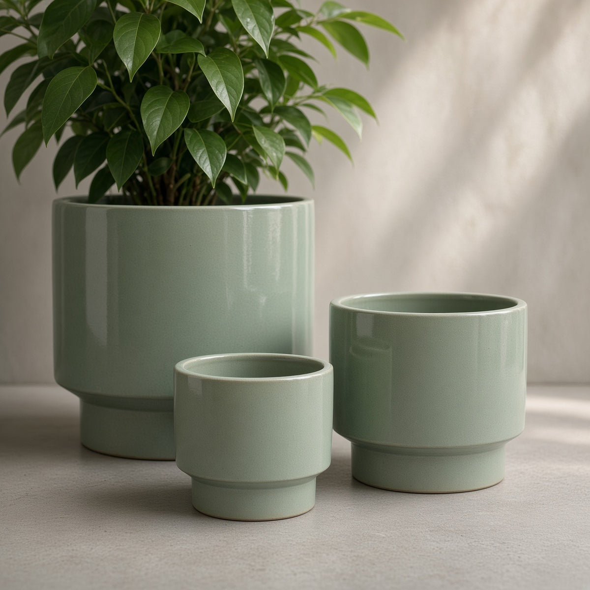 ShopInFill staged scene — handmade-solid-glaze-ceramic-planter-set-of-3
