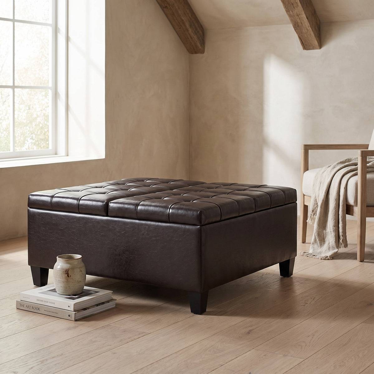 Harrison - Coffee Table Storage Ottoman - Tanners Brown