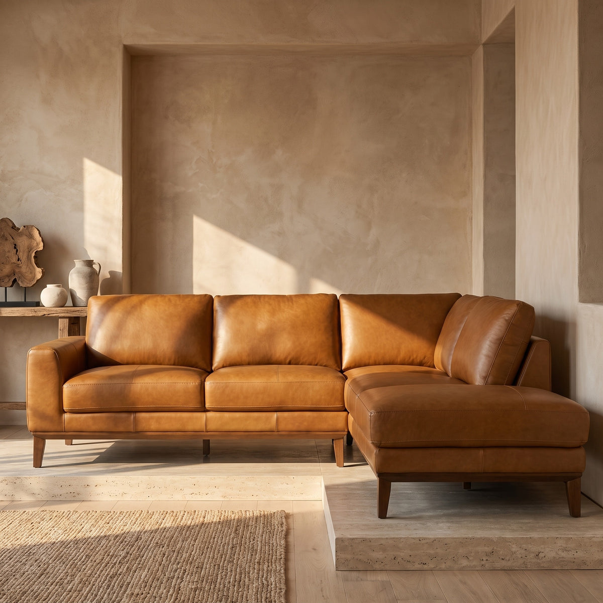 London Leather Sectional Sofa Right Facing