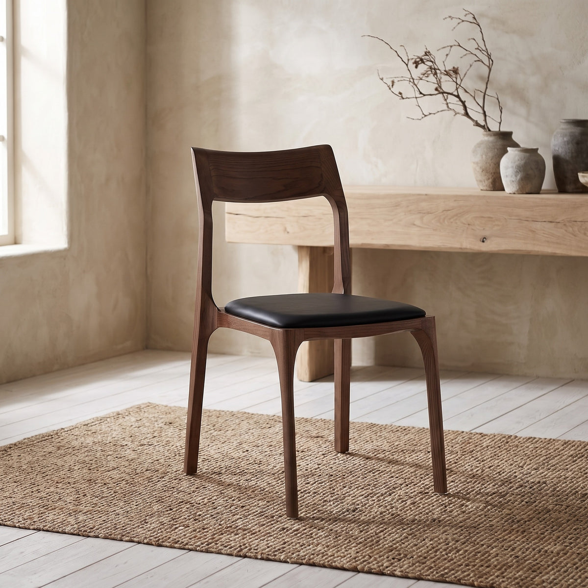 Moderno Wood Vegan Leather Dining Chair