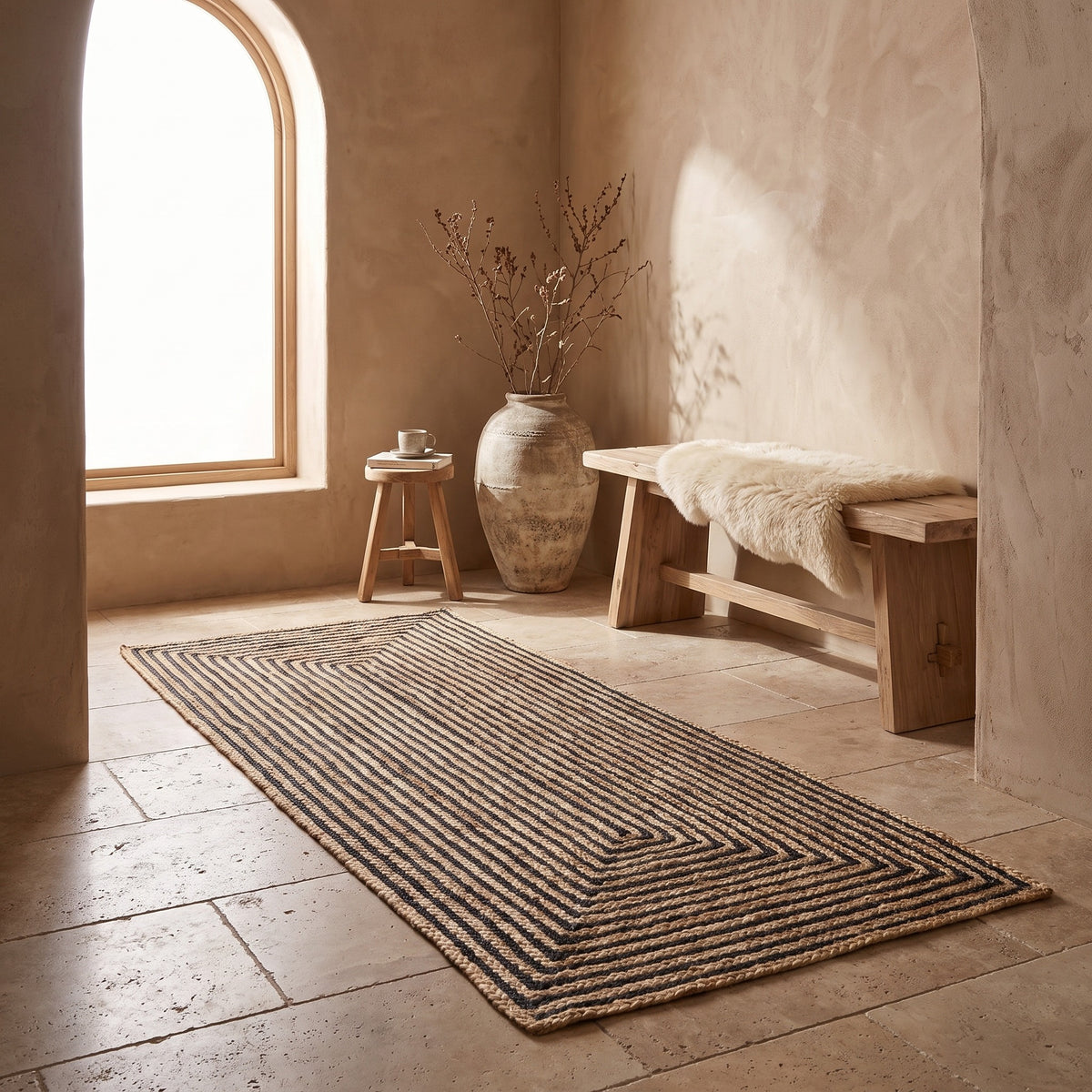 Natural Jute Cotton Natural Fibers Floor/Door Mat Rug Premium Bedside