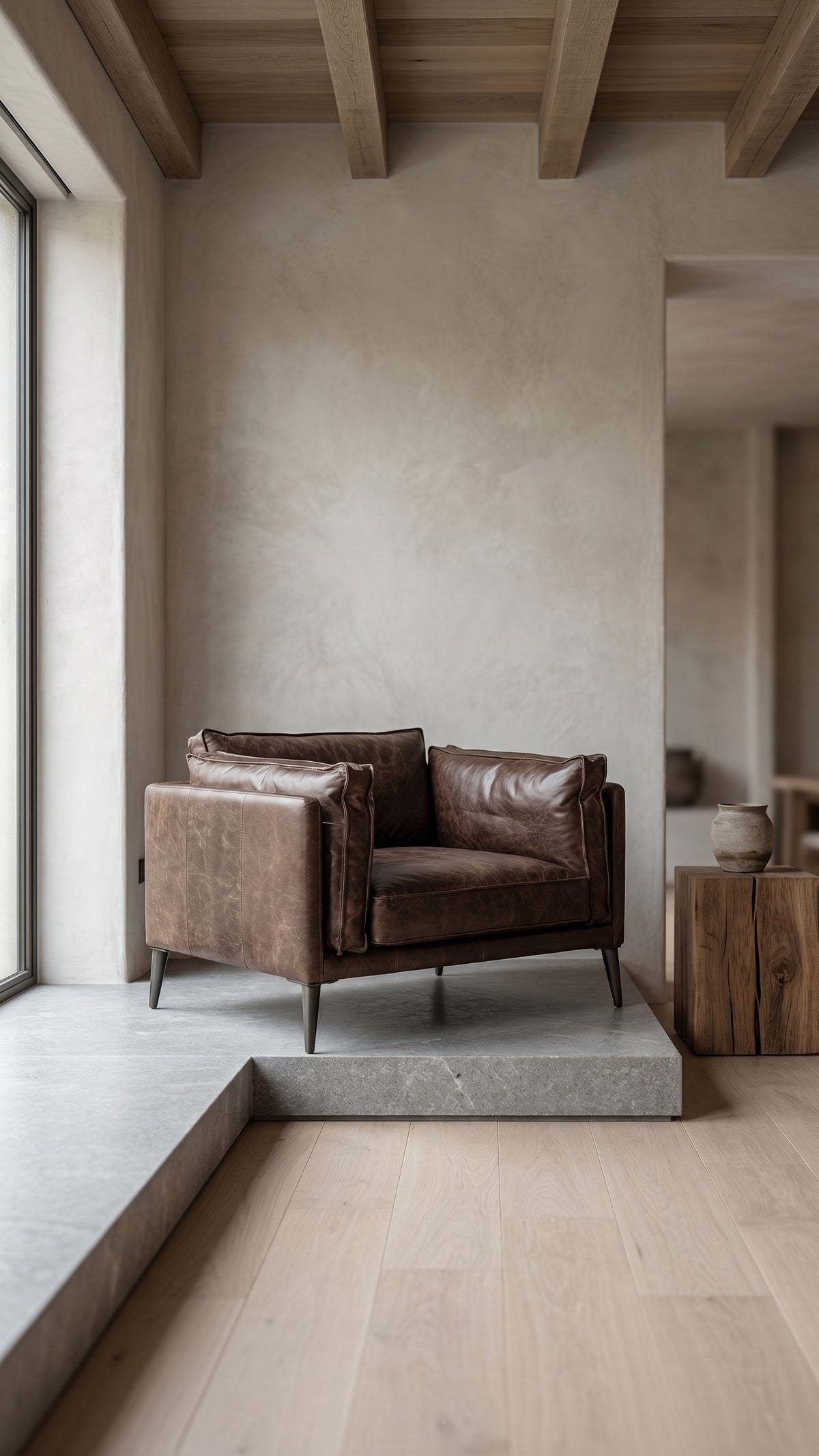 Porchester Distress Chocolate Top Grain Leather Chair