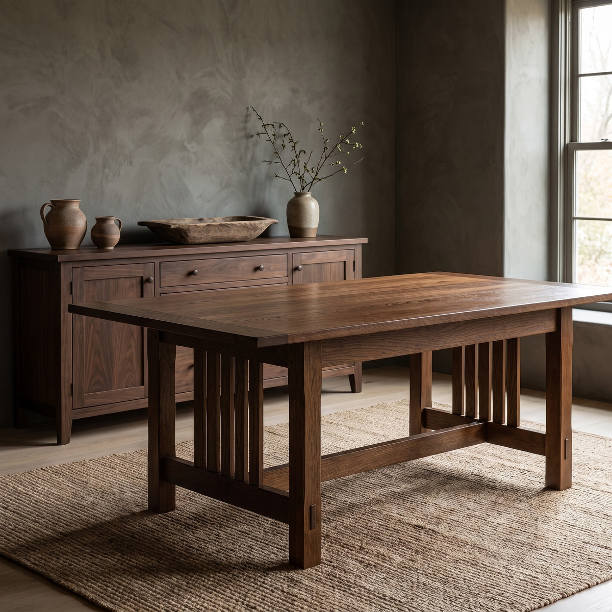 Preorder Mission Stow Leaf Table with #401 Chair Dining Set - Dark Oak