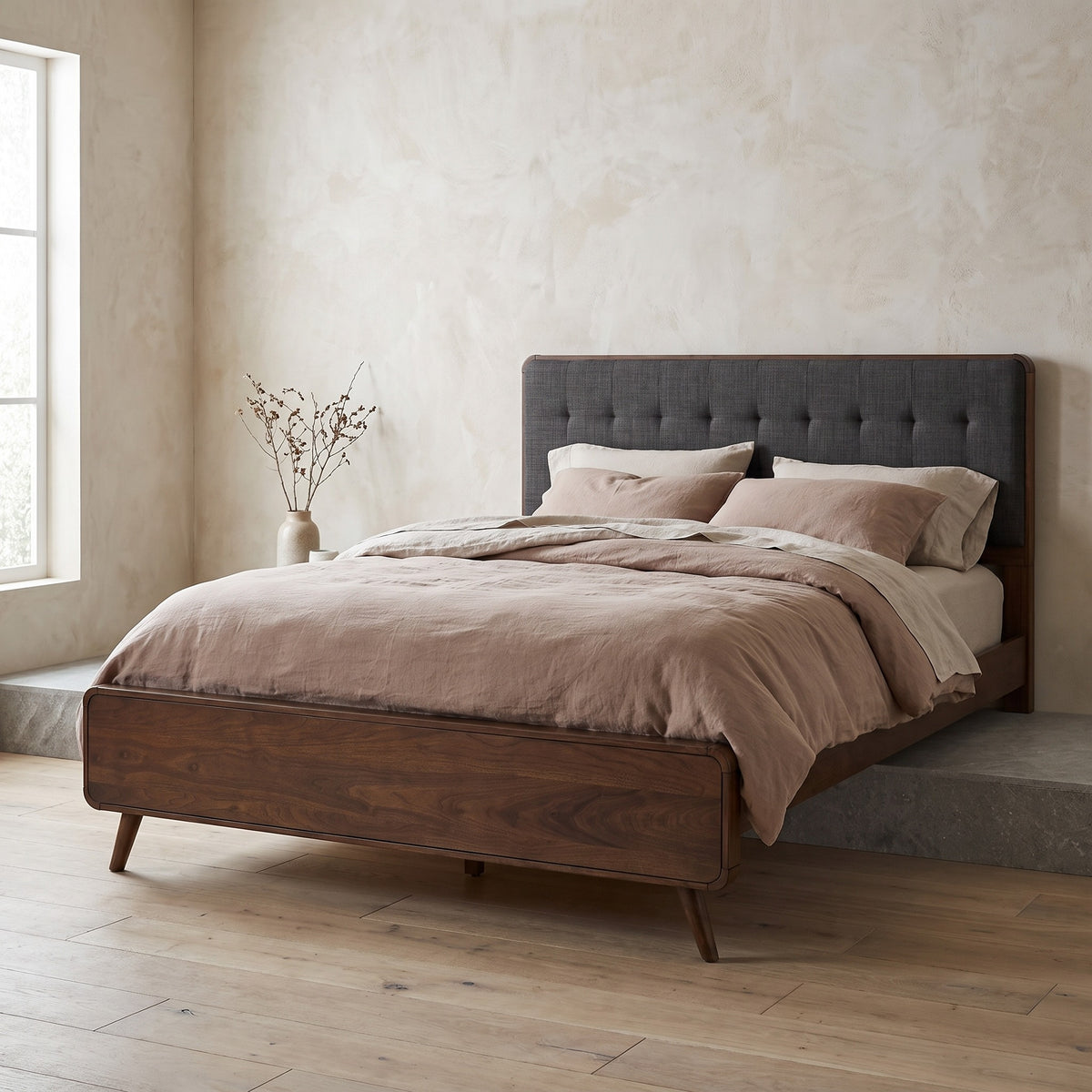 Robyn Wood Eastern King Platform Bed Dark Walnut