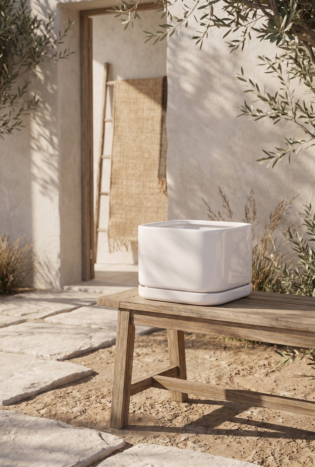 White Ceramic Planter