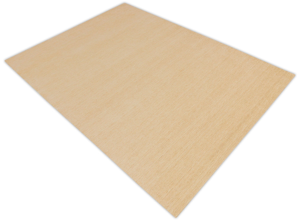 Wool Area Rug Hand-Loomed Solid Weave, beige, view 7